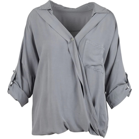 M Made in Italy Oversized Loose Grey Blouse Top Shirt - Picture 1 of 6